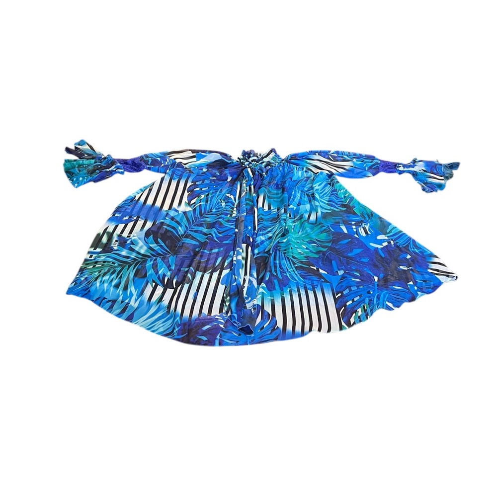 Blue tunic/ swimsuit coverup size small flair sleeve NWOT